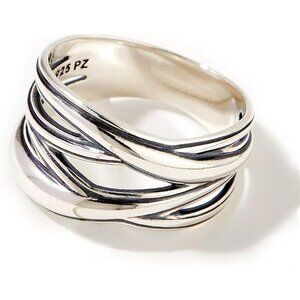 Unique Sterling Silver  Criss Cross Ring for Women Artisan Handcrafted Designer